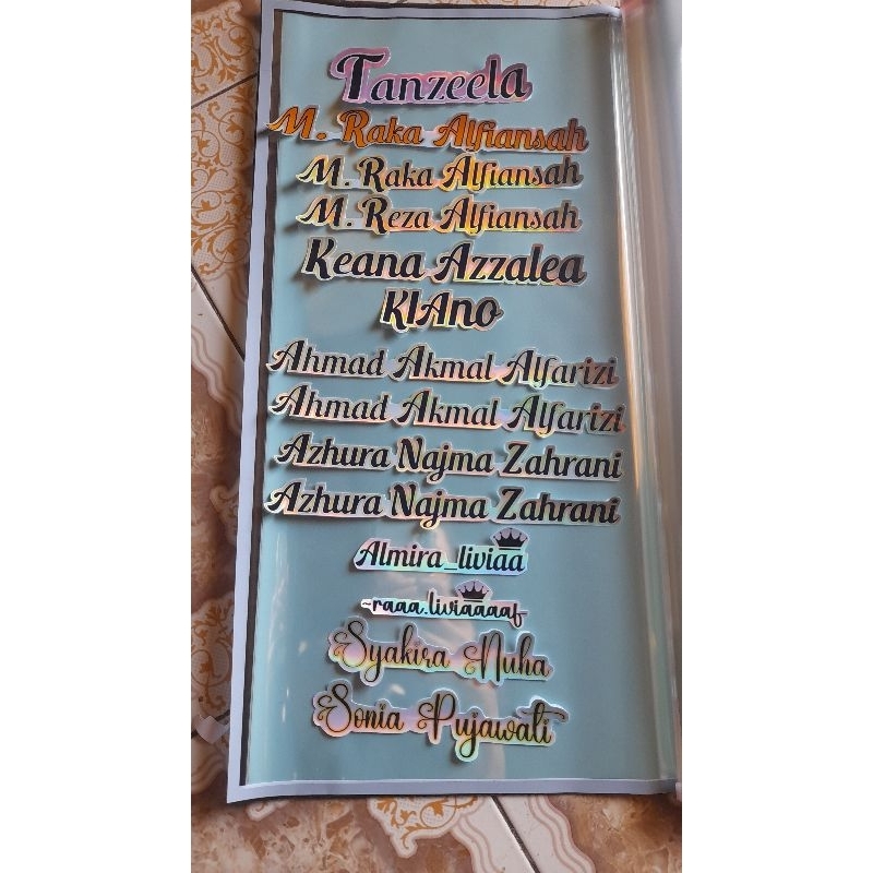 

Pesanan Paket Stiker Nama
