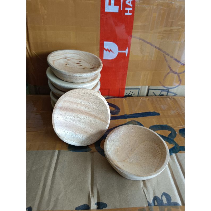 Lepek kayu acar 6cm / tempat sambal tempat acar / piring sambal kayu