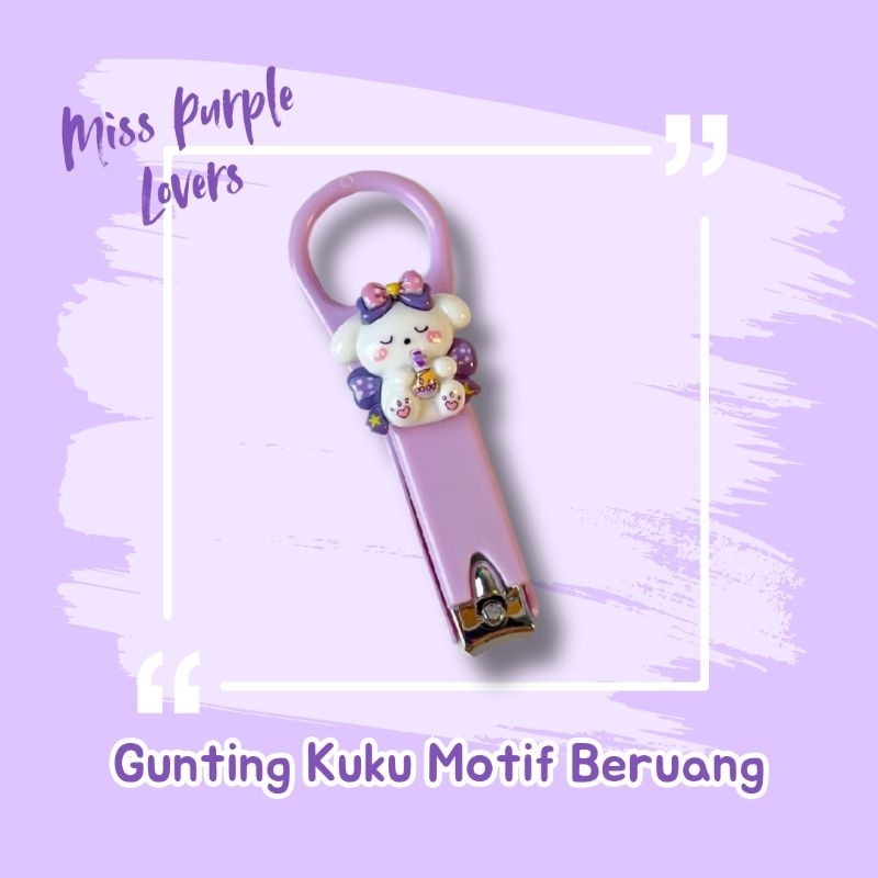 Gunting Kuku Potong Kuku Karakter Bear Beruang Warna Ungu Lilac