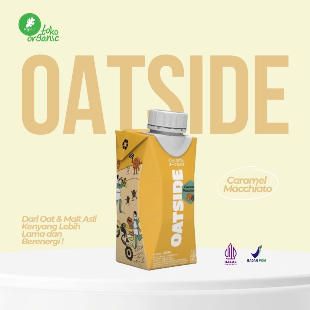 

OATSIDE Oat Milk rasa Caramel Macchiato (200ML) | Susu Oat Rendah Lemak, Sehat | Susu Non Dairy (Kemasan Tutup Botol)