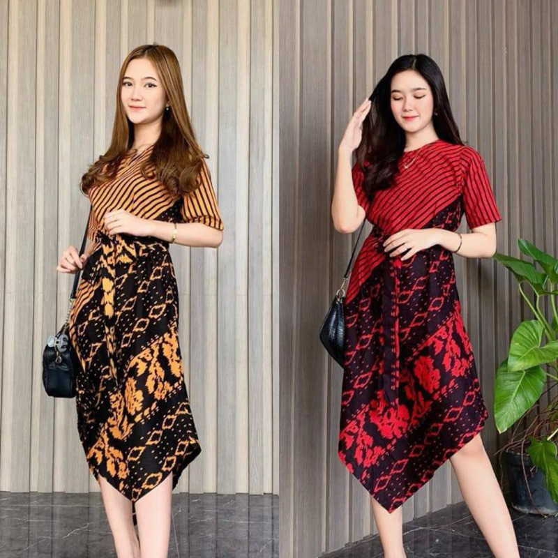 Dress Batik Motif Songket New Motif Kekinian Batik Couple Kemeja Pria Couple Seragam Natal Baju gere