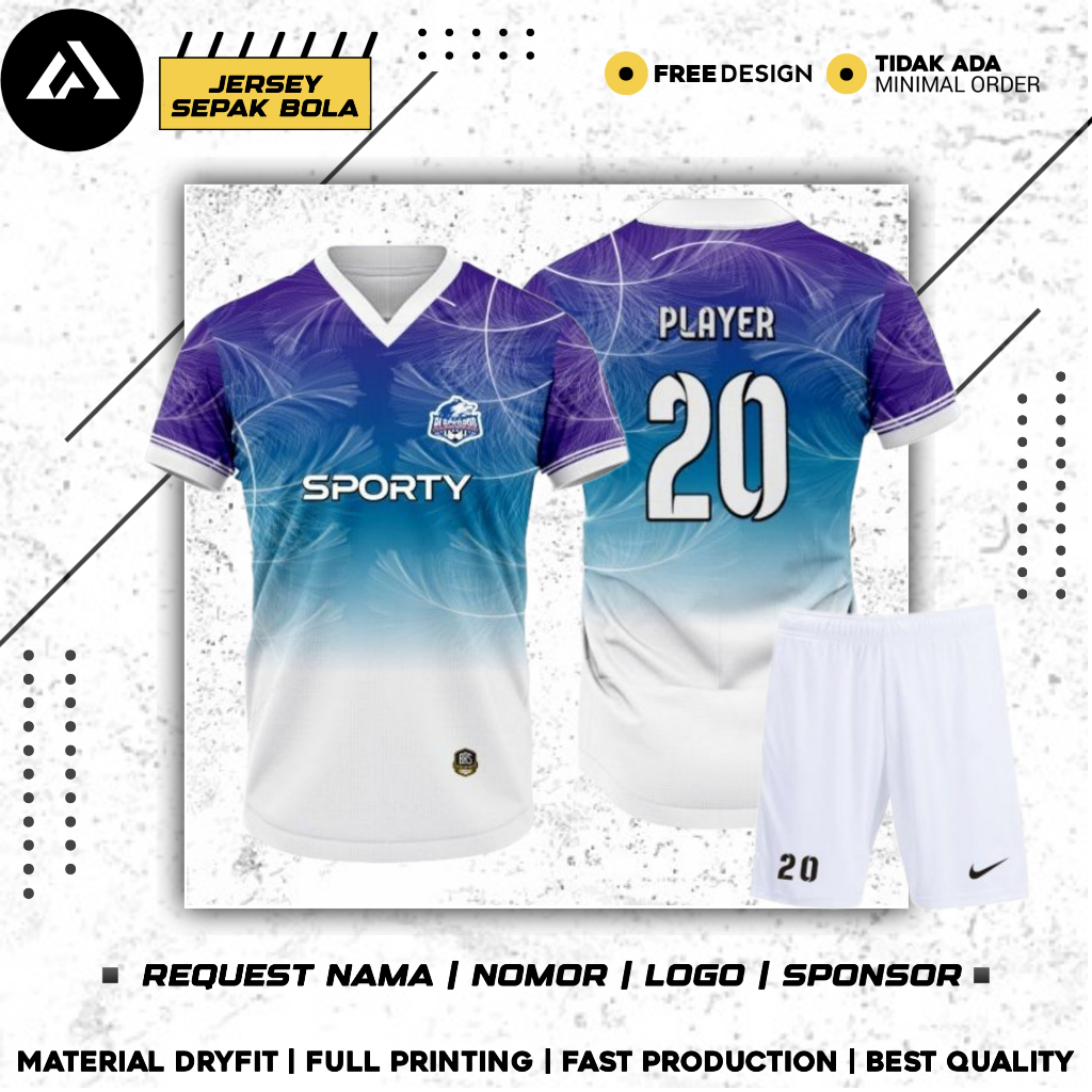 KAOS JERSEY SEPAKBOLA/FUTSAL/VOLI CUSTOM FULL PRINTING KUALITAS PREMIUM