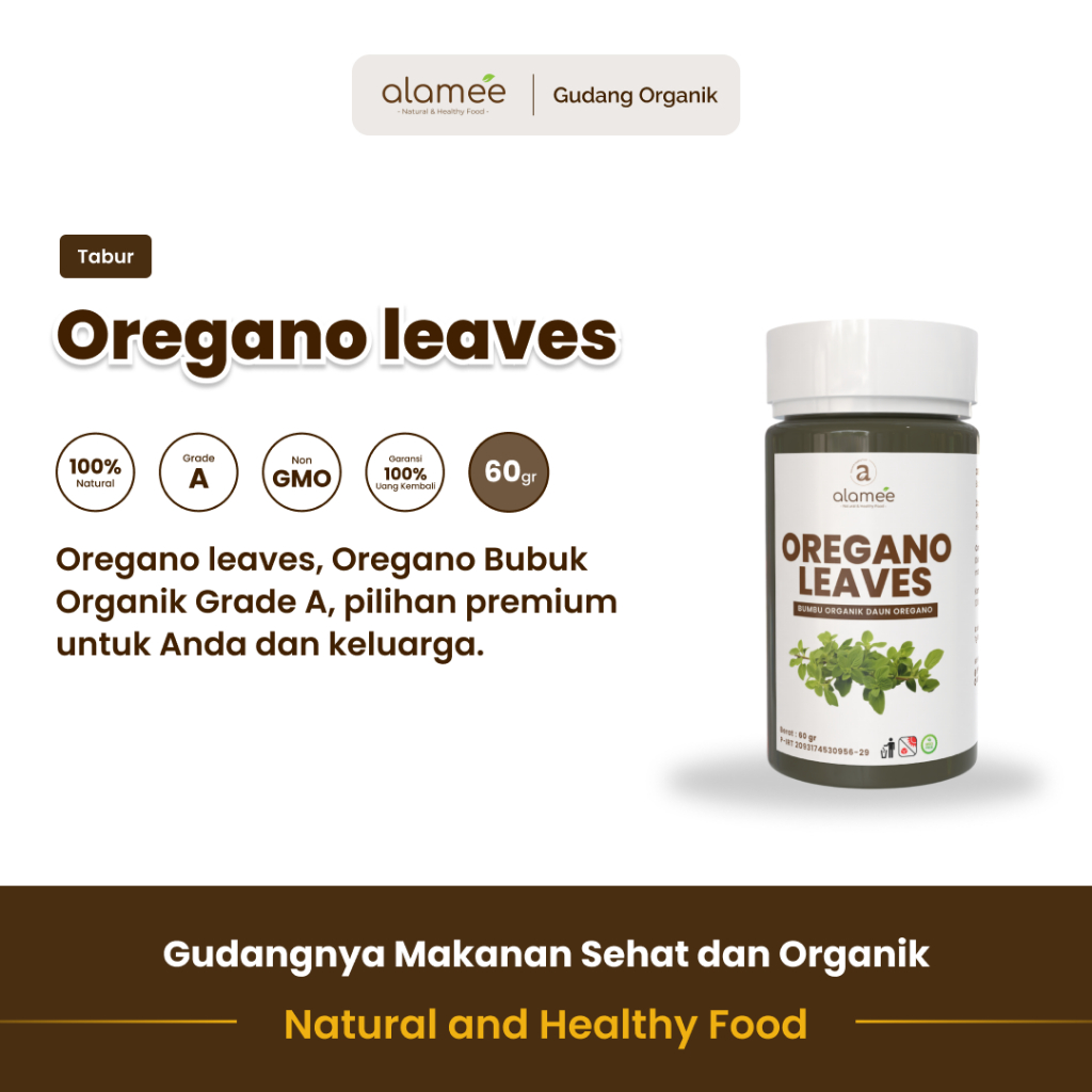 

alamee bumbu organik oregano tabur menawarkan aroma kuat dan rasa yang segar sebagai pilihan ideal