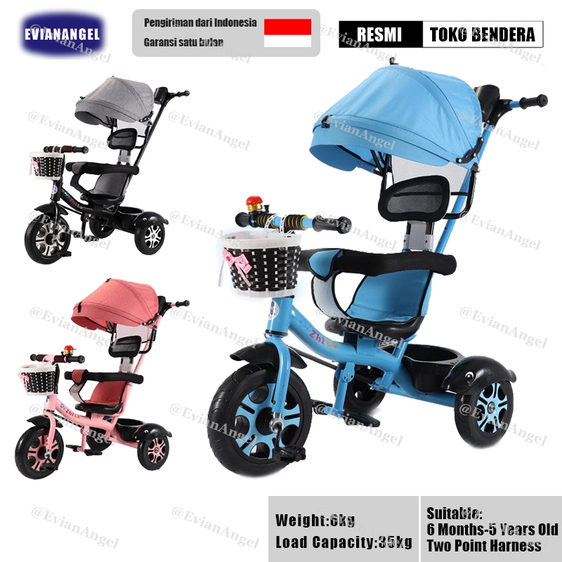 EVIANANGEL Sepeda Roda Tiga Anak Sepeda Roda 3 Bayi Tricycle Anak Sepeda Kereta Dorong Troli Bayi