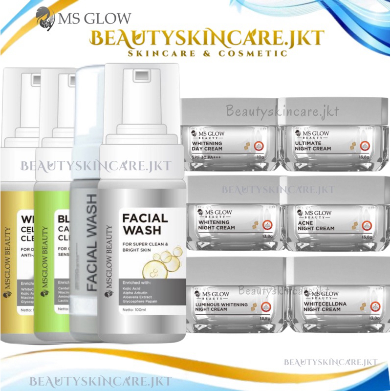 Ms Glow Night Cream Malam Whitening | Facial Wash DNA Ms glow Sabun Cuci Muka