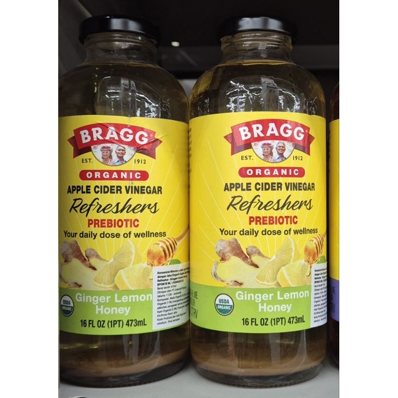 

BRAGG Apple Cider Vinegar Organic, Refresheres Prebiotic Ginger Lemon Honey Cuka Apel Organic 473ml - HK