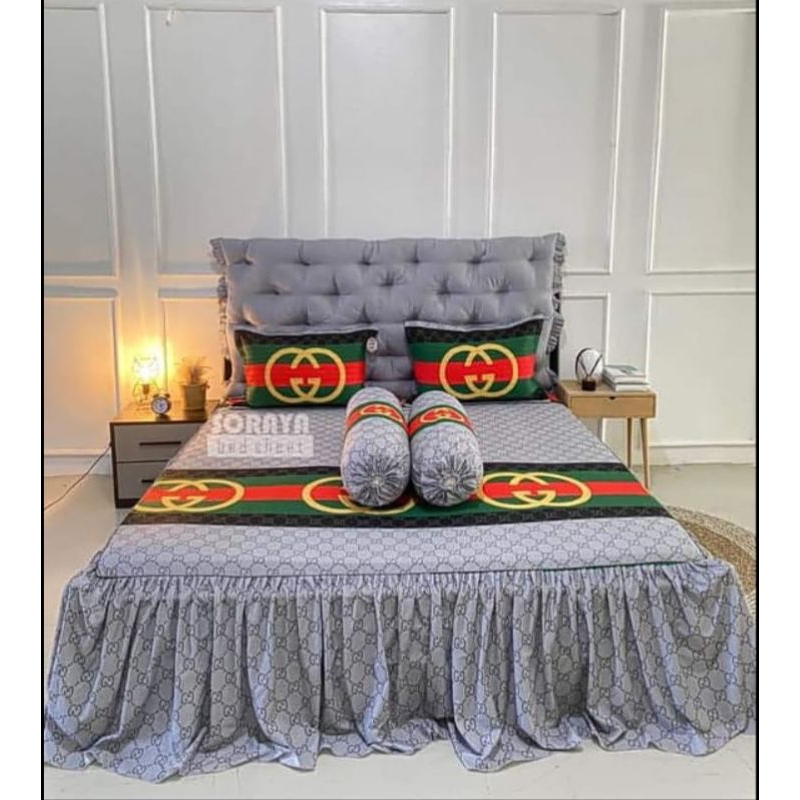 Sprei rumbai motif GUCCI LUXUARY Ukuran 100x200-200x200