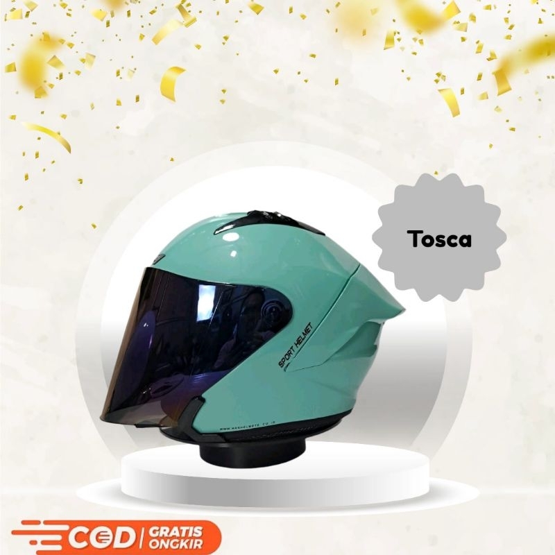 Helm Half Face HRK Kaca Venom Blue