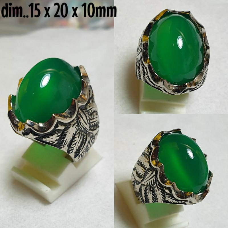 Natural Batu akik Chalcedoni ijo garut super giwang