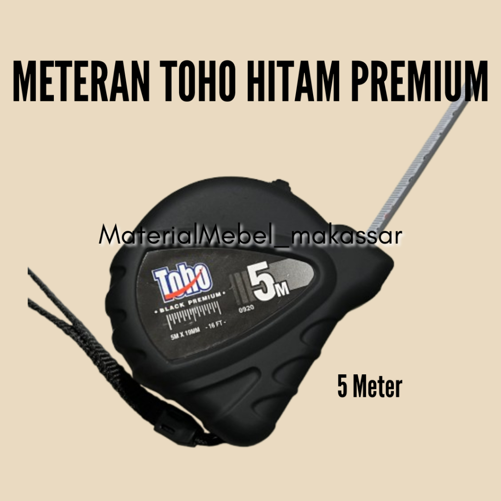 METERAN TOHO HITAM 5 METER PREMIUM METERAN TUKANG