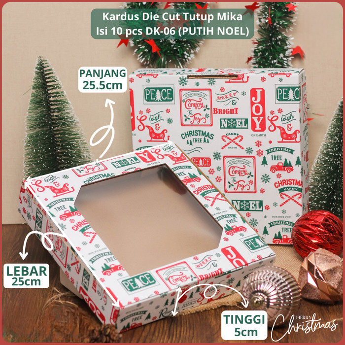 

10 pcs Kardus Mika Packaging Toples 250gr Isi 4 Box Natal Kemasan Kue Kering Pie Dus Ukuran 25x25x5 cm