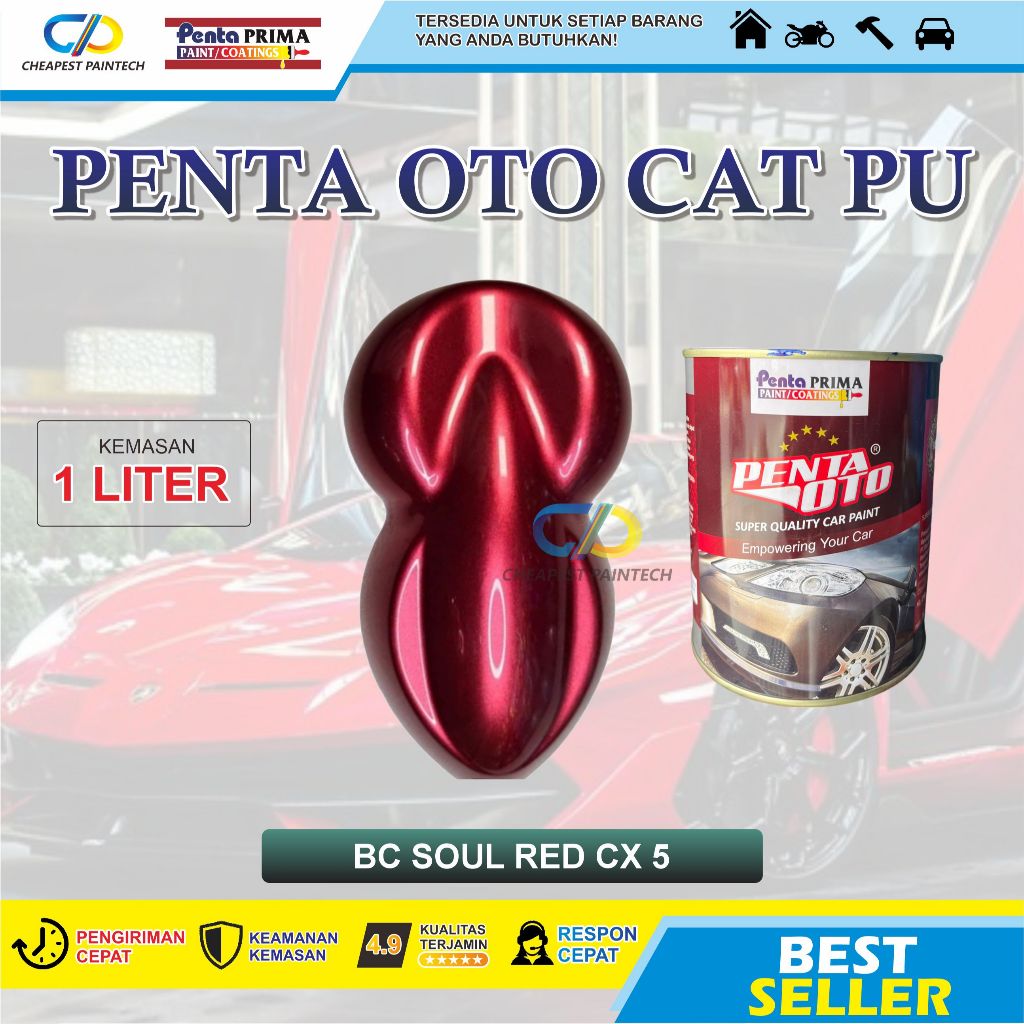 Cat Penta Oto/Cat Duco PU MZ-3645 Red CX 5 1Kg Merah Mazda CX5