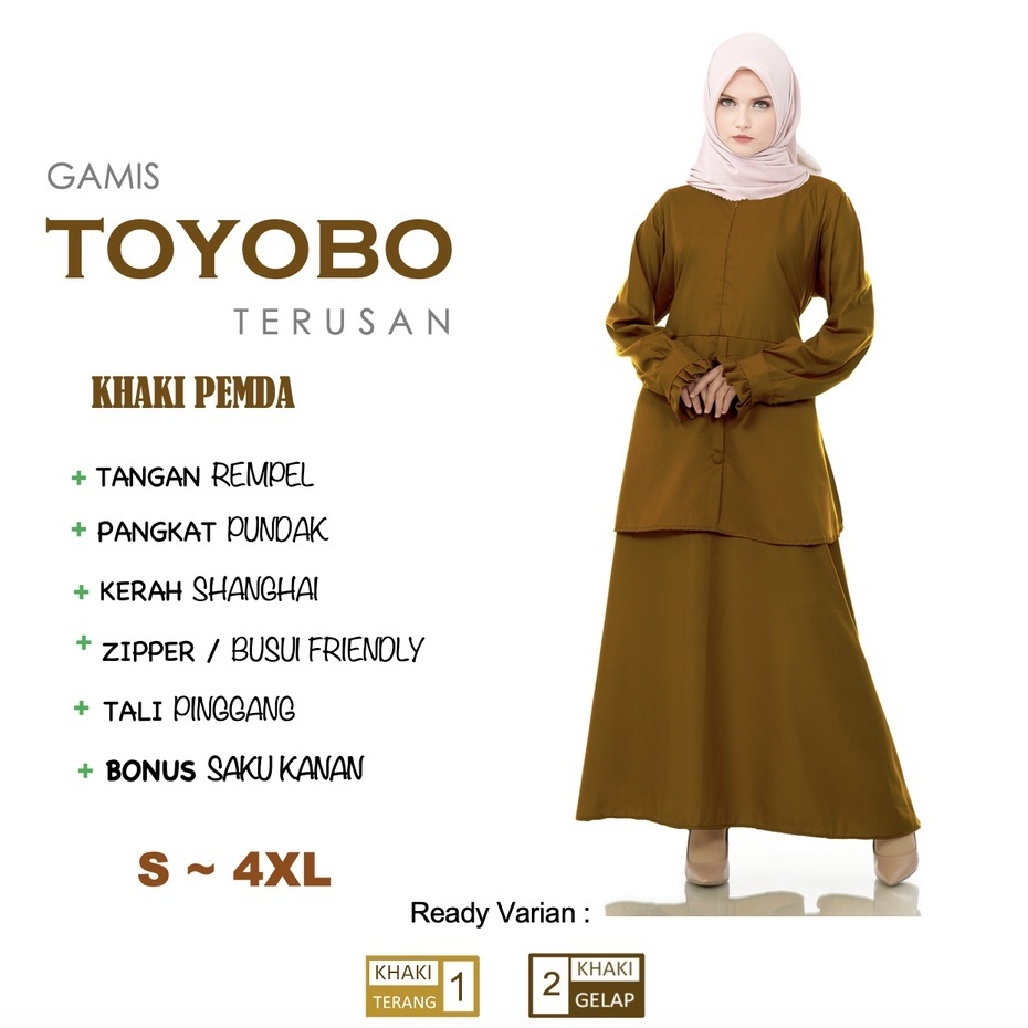 Gamis Pemda Seragam PNS PDH Khaki Toyobo guru kerja terusan keki  PDL keki termurah