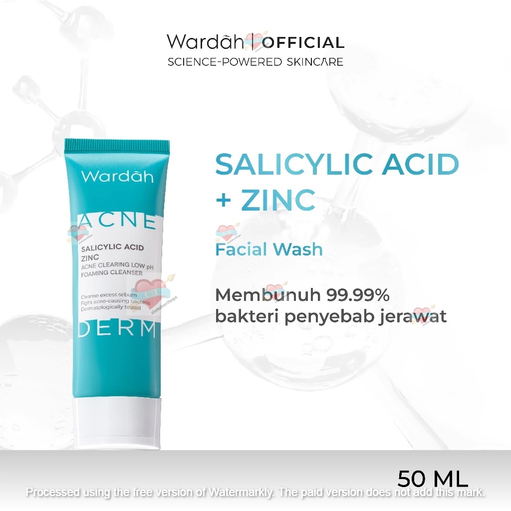©HERITAGE© WARDAH ACNEDERM [Sabun Muka] Salicylic Acid Zinc Acne Clearing Low pH Foaming Cleanser - 