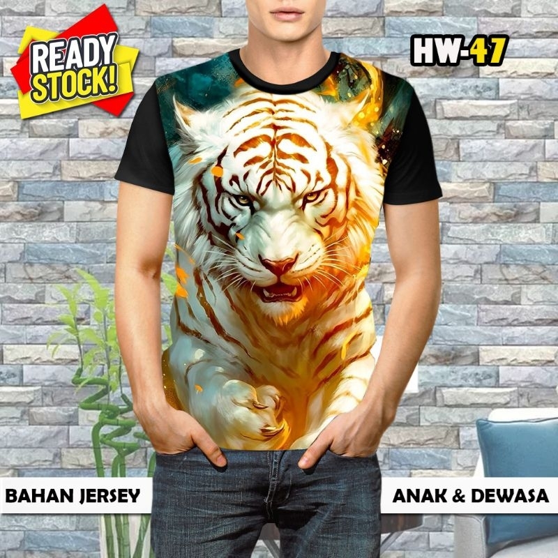Kaos Harimau putih Gambar macan kumbang bagus bisa COD