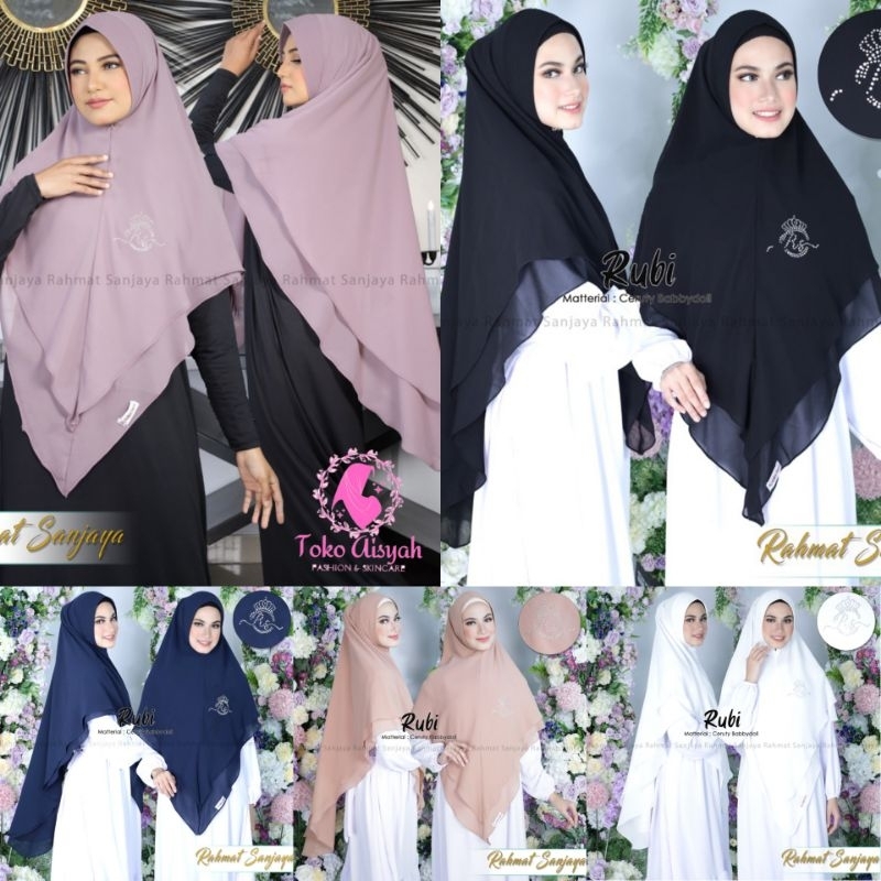 Khimar ceruty 2 layer jumbo payet mutiara swarosky jilbab syar'i ceruty baby doll