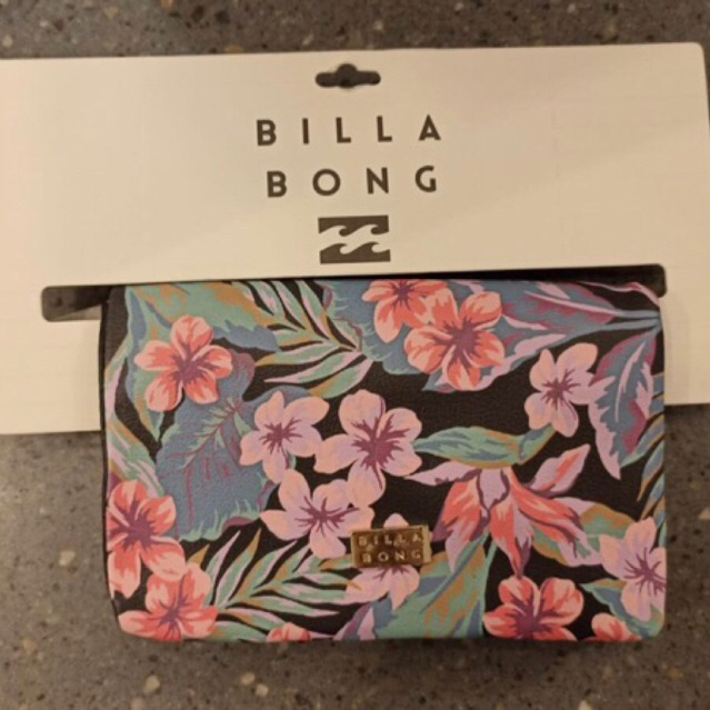 dompet wanita billabong original trifold wallet flower blak new