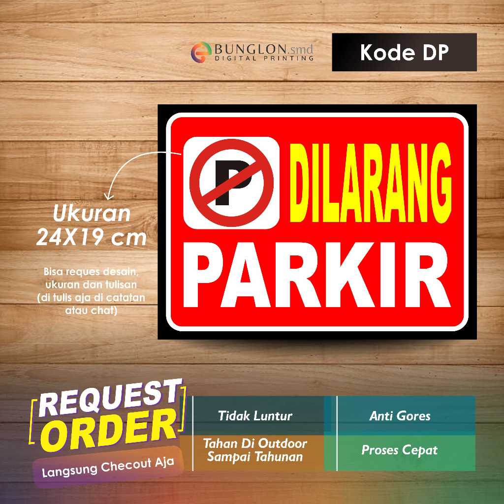 

STIKER DILARANG PARKIR + LAMINASI KODE DP MERAH