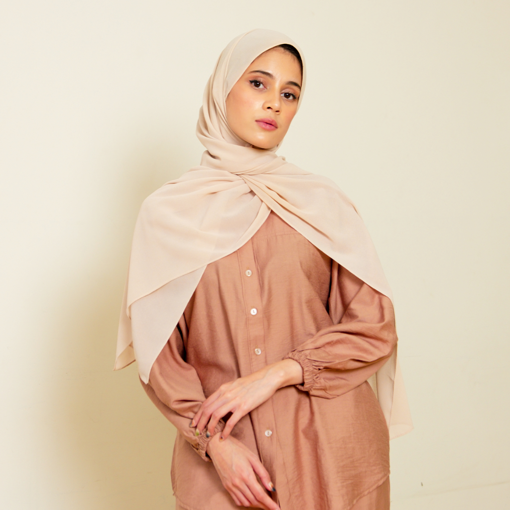 by.miuku - Shafa Oneset Polo Linen Premium - Coklat Susu