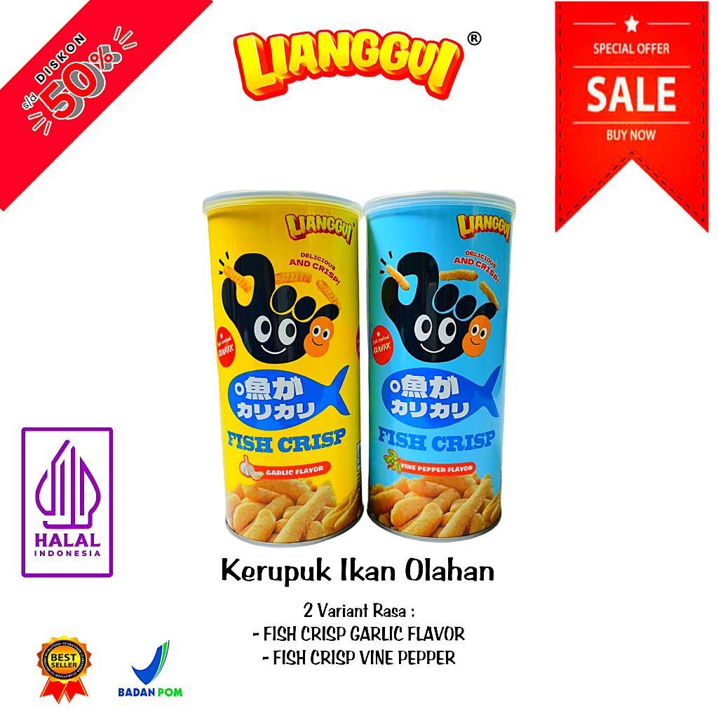 

[ LIANGGUI ] PAKET KOMBO 2 RASA | KERUPUK IKAN OLAHAN | FISH CRISP 2 RASA I GARLIC FLAVOR I VINE PAPPER FLAVOR I KERUPUK ANEKA IKAN RASA