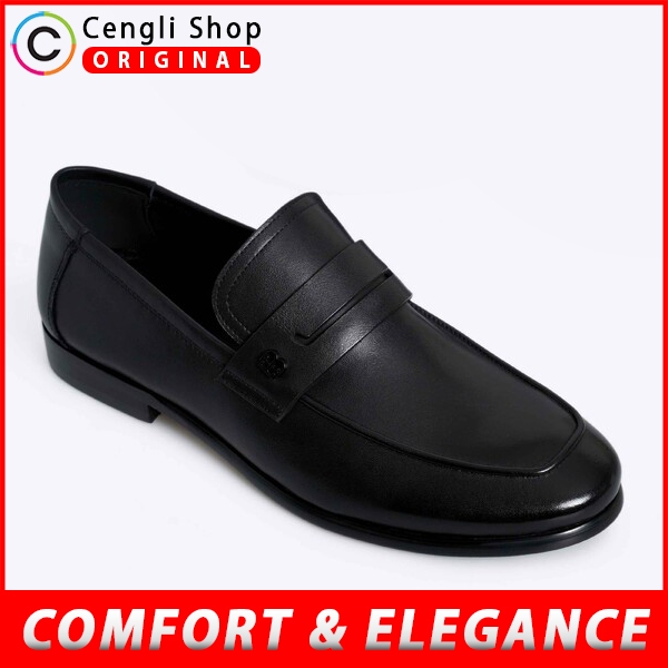SEPATU EVERBEST PANTOFEL PRIA ORIGINAL FORMAL SLIP ON LOAFERS LOAFER KULIT ASLI ORI BRANDED HITAM BL