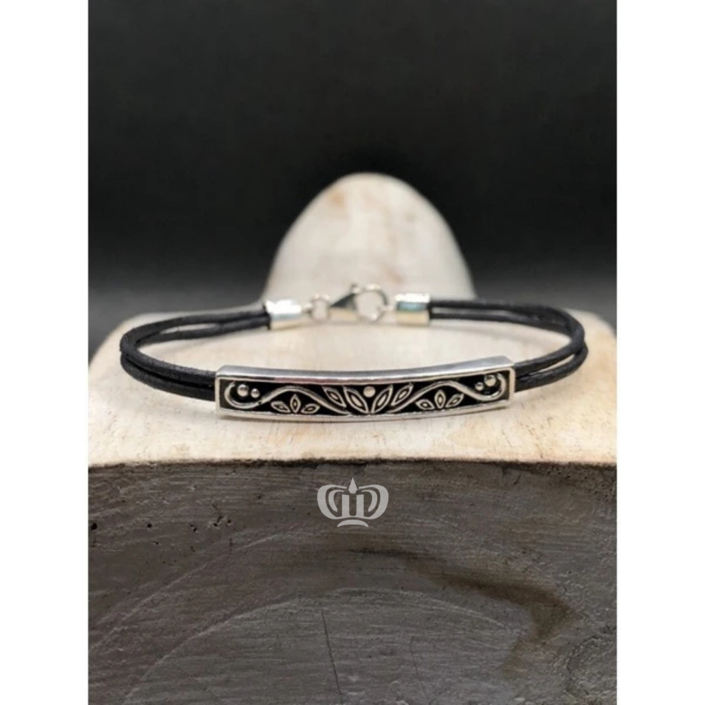 Dewi Souvenir Silver | Gelang Kulit Asli Motif Simpel Perak 925