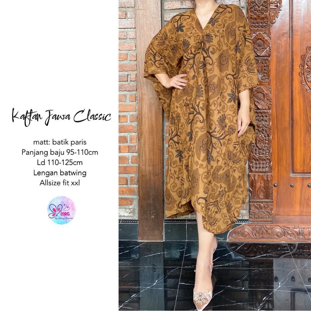 Kaftan Paris Jawa Classic Sogan Moca Baju Batik Wanita Modern Korea Hijab Style Outfit Kondangan Can
