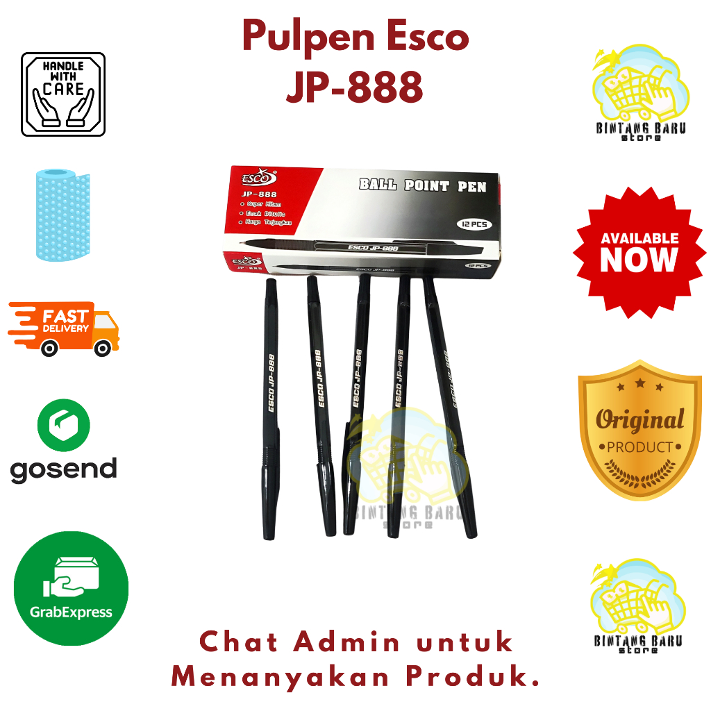 

ESCO - PULPEN SEKOLAH ATAU KANTOR JP-888 - TINTA HITAM