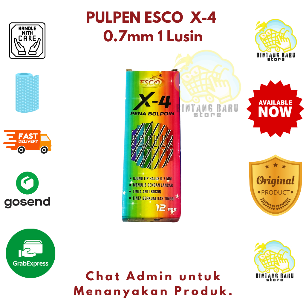 

[HARGA 1 LUSIN] ESCO - PENA BOLPOIN X-4 - PULPEN MOTIF ULIR - TINTA HITAM