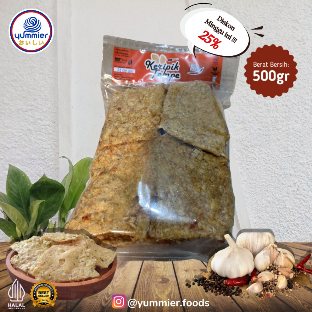 

Keripik Tempe Rasa Pedas 500 Gram Makanan Oleh-oleh Bandung Kriuk Renyah Pedas