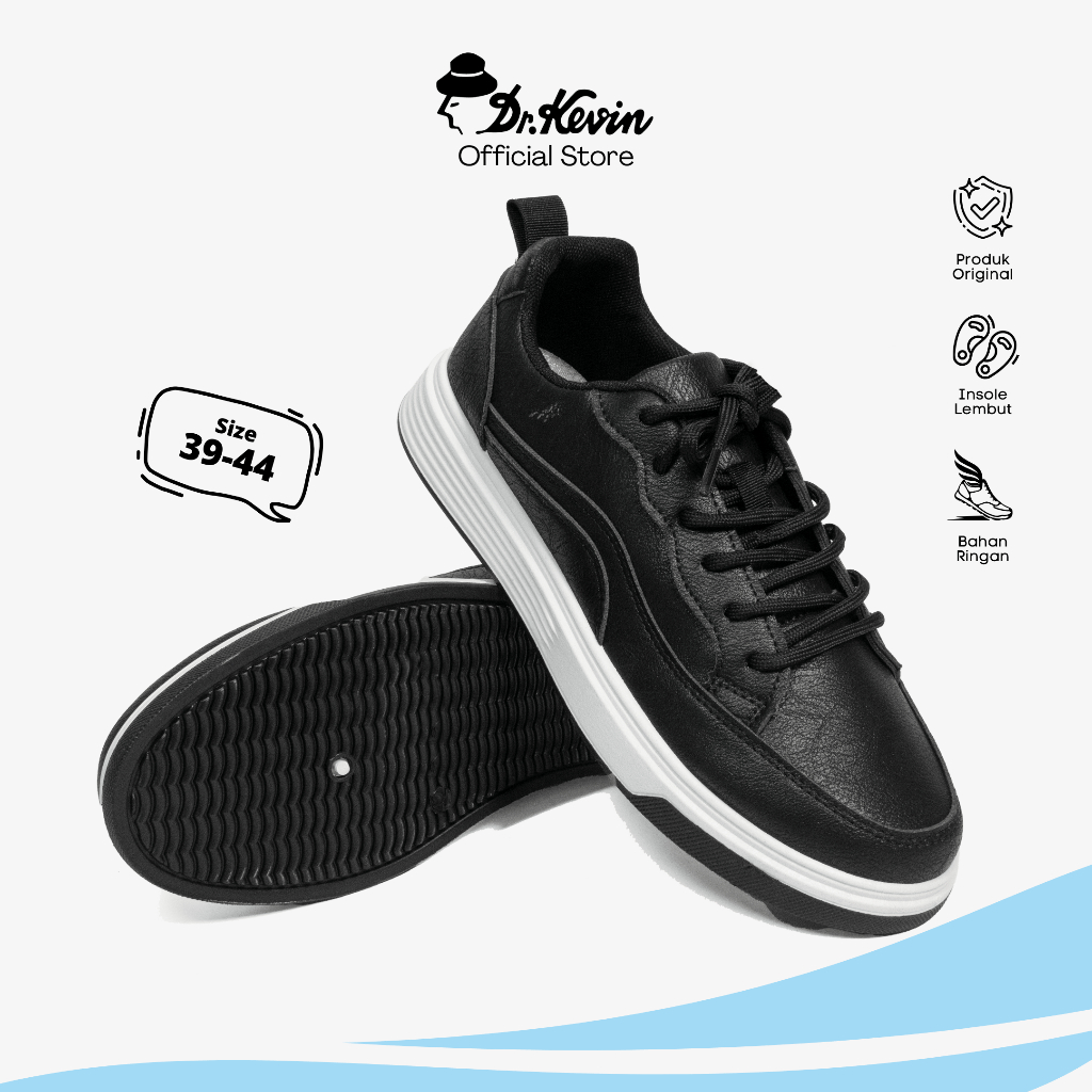 Dr. Kevin Sepatu Sneakers Kasual Pria Kets Seragam Sekolah Kulit 881-008