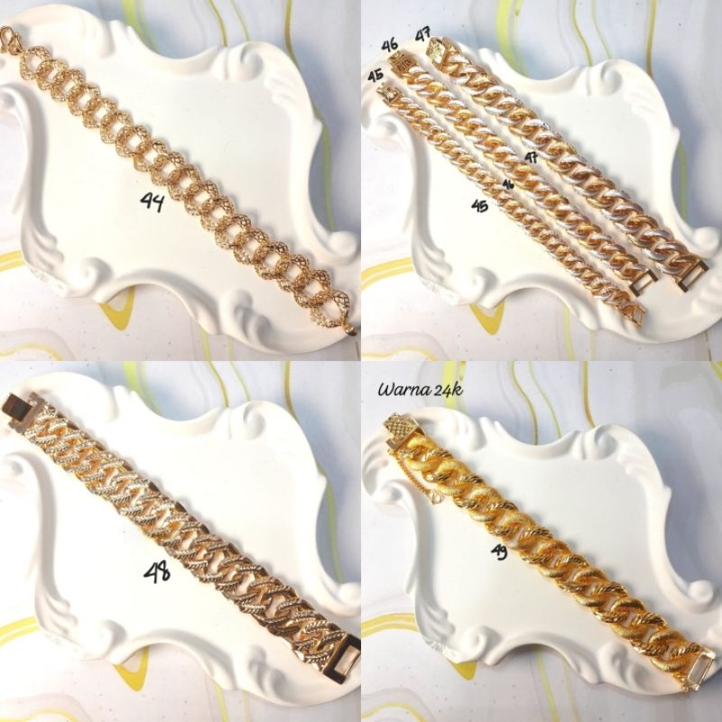 Gelang xuping lapis emas 18k model sisik naga lipan. ada 3 tiga dimensi warna gold rosegold sama sil
