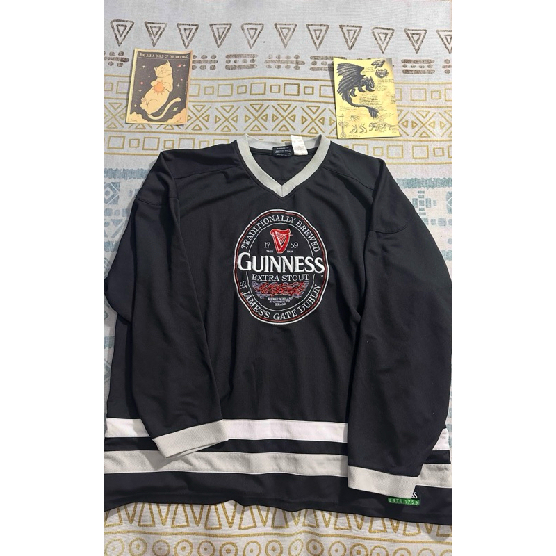 JERSEY CEWEK / COWOK NHL VINTAGE Guinness Extra Stout Beer Ireland St. Patrick’s Day Black Hockey (R
