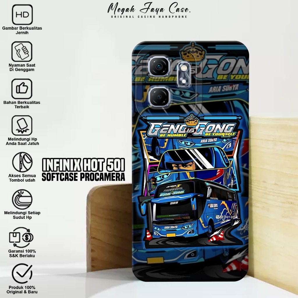 Softcase Infinix Hot 50i - Case Hp Hp Infinix Hot 50i Motif BUS TELOLET - Silikon Hp Infinix Hot 50i