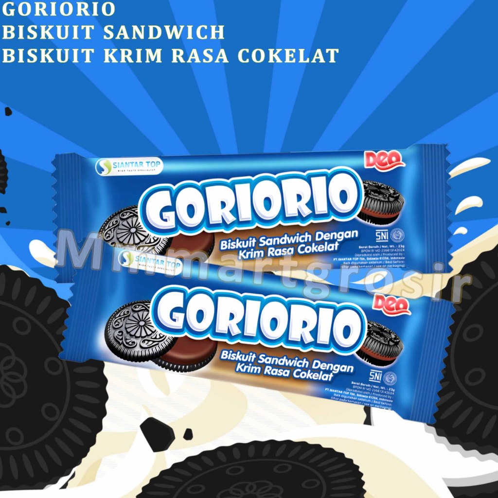 

Goriorio / Biskuit Sandwich Krim Choco / Biskuit Sandwich Rasa Cokelat / 23gr