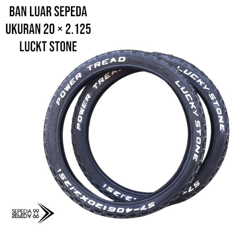 ban luar sepeda ukuran 20 × 2.125 untuk BMX / MTB merek lucky stone hitam putih