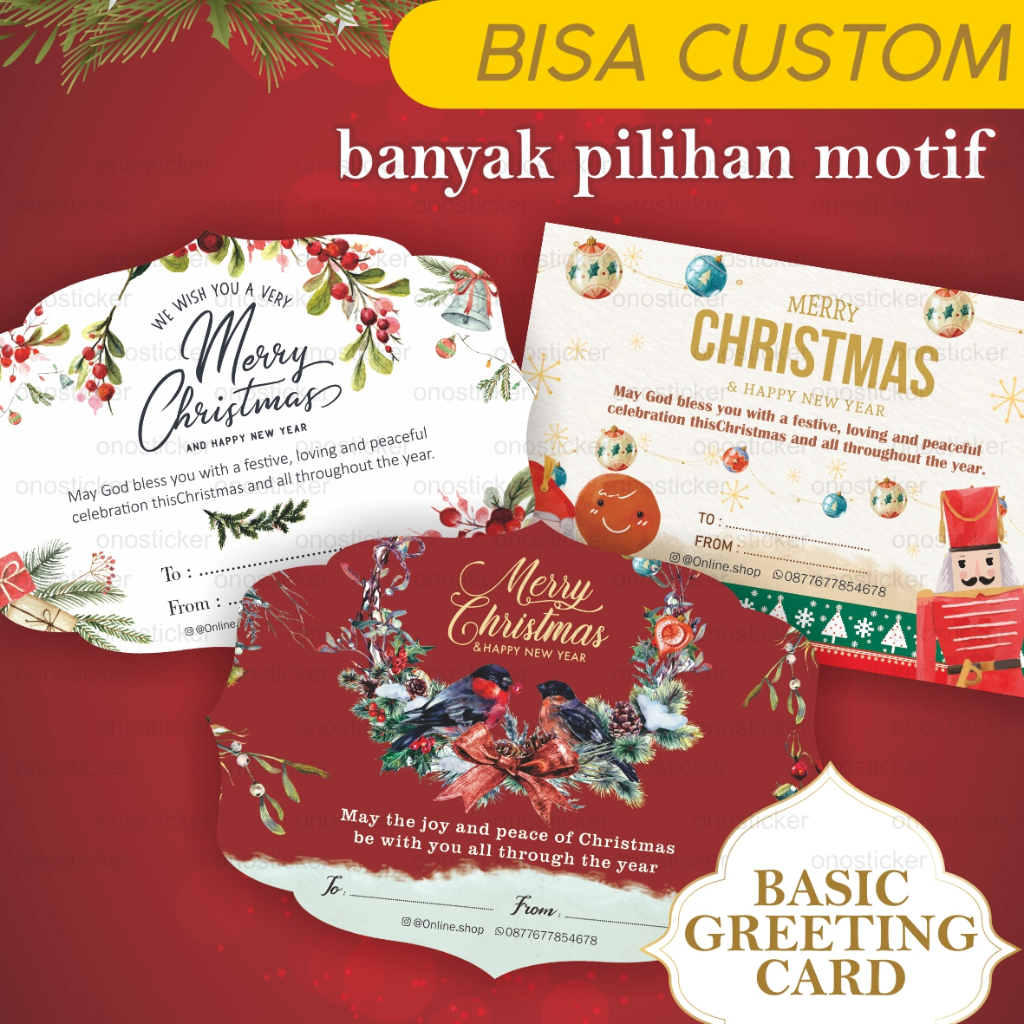 

Kartu Ucapan Natal | Chrismas Card | Kartu parcel toples kue | Kartu hampers Custom