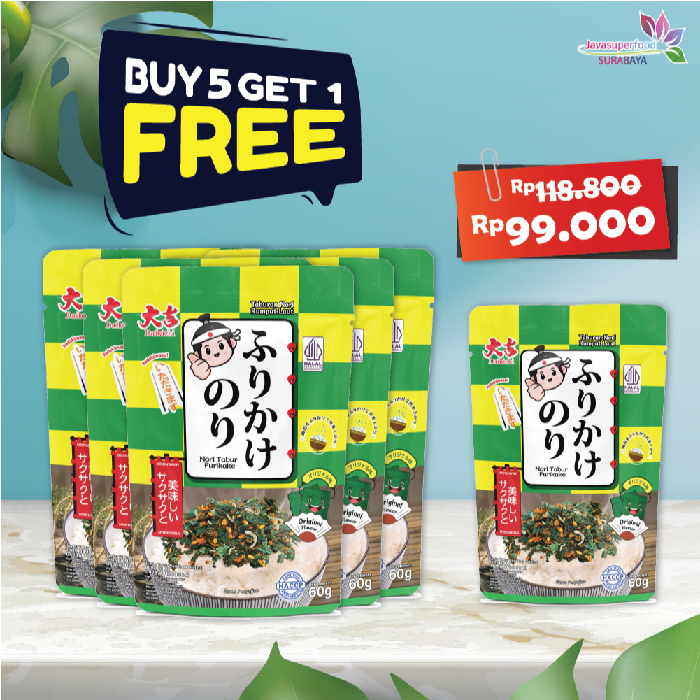 

(BELI 5 GRATIS 1) Nori Tabur Furikake Rumput Laut Panggang Campuran Ikan Teri 60g