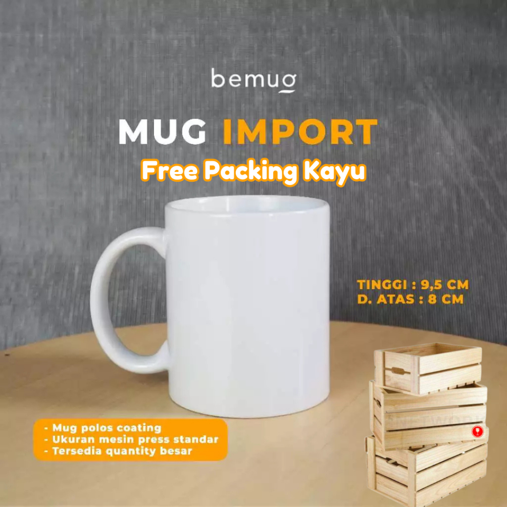 Mug Import Polos Coating Sublim Press Digital