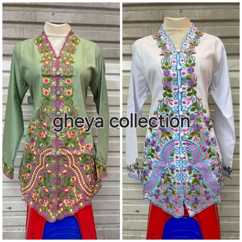 Atasan Kebaya Encim Bordir Pancawarna/Kebaya Wanita Modern/Seragam Kerja Kantor
