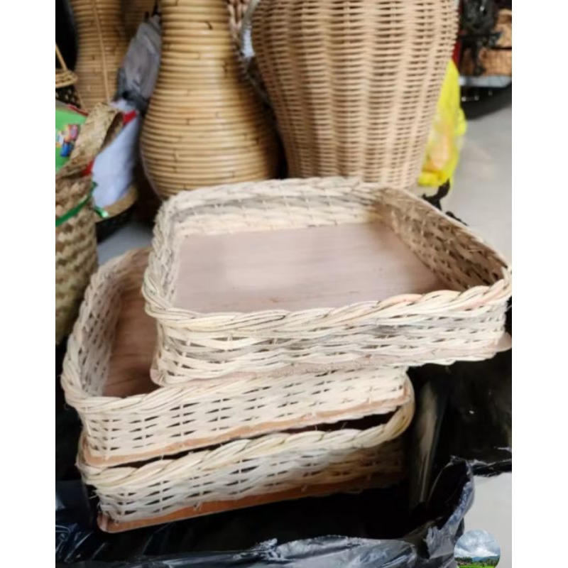 keranjang rotan kotak 25*25*7 / kotak seserahan rotan / keranjang serbaguna