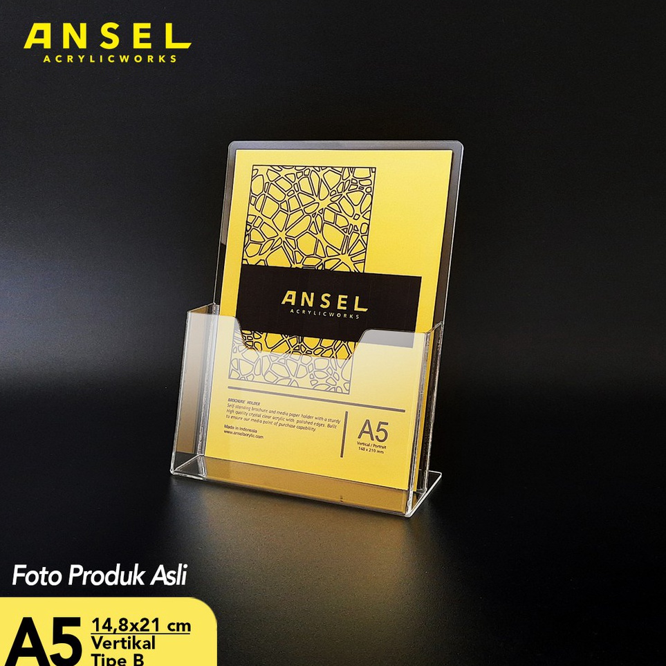 

KODE A68W ANSEL Tempat Brosur Akrilik Acrylic Flyer Stand Holder A5 Tipe A Bening