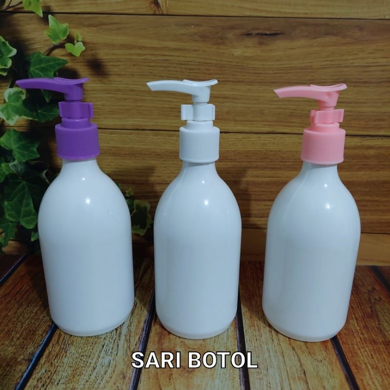 BOTOL PUMP 300ML SC OVAL PUTIH TUTUP PUMP CLIP/BOTOL SABUN 300 ML