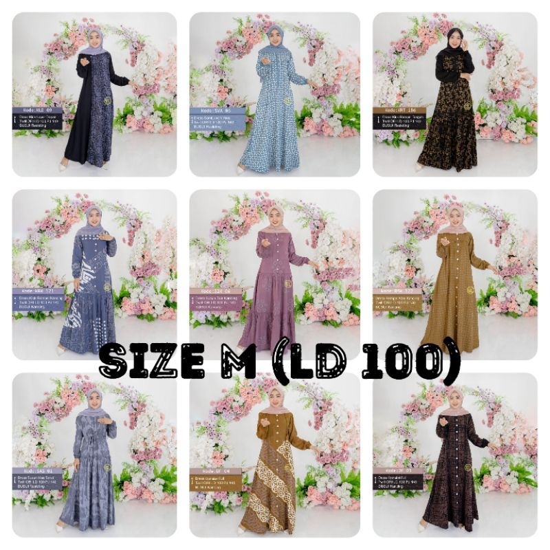 DASTER/GAMIS/PAKAIAN WANITA/DRESS TWILL ELZHAF BATIK PEKALONGAN UKURAN M (LD 100)