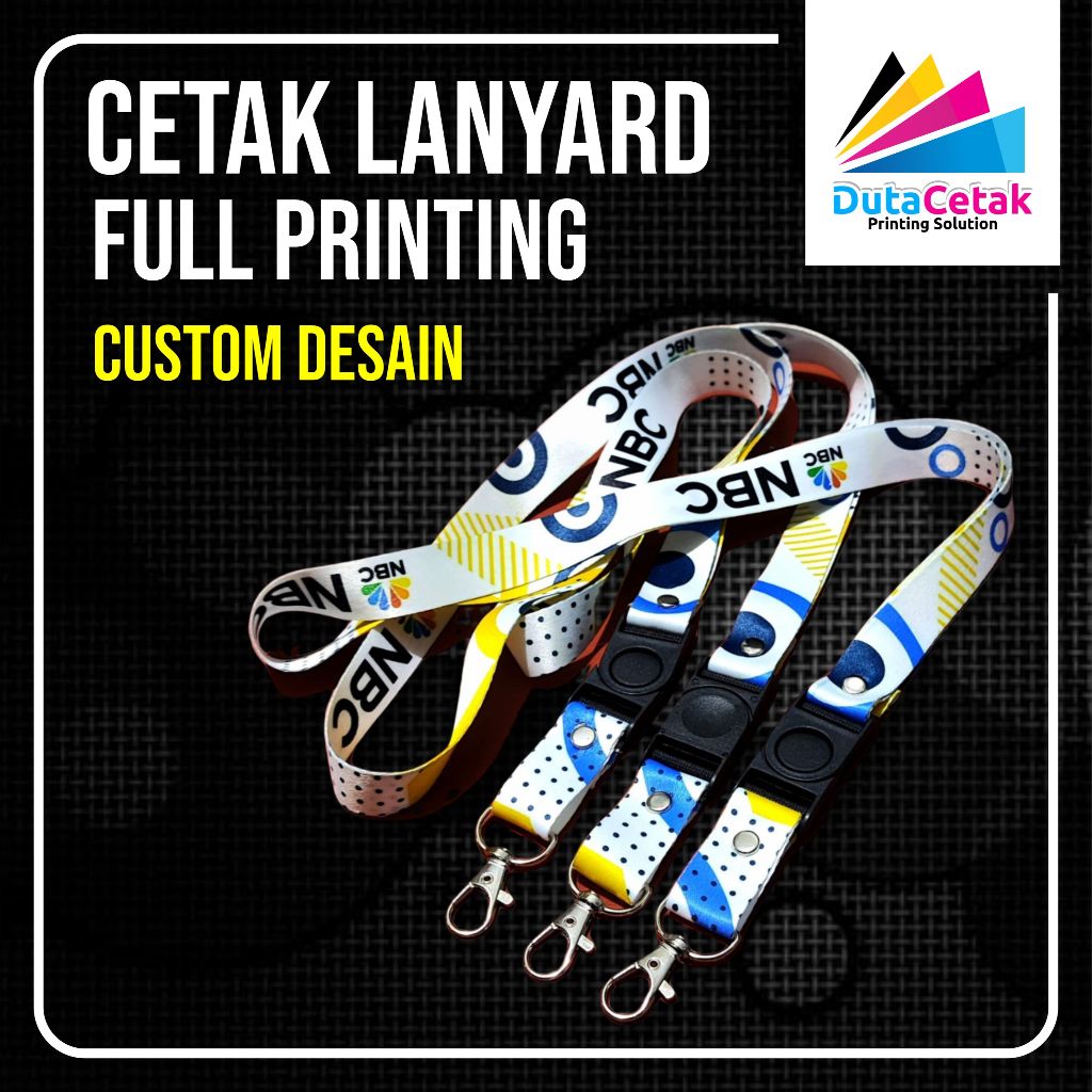 

Cetak Lanyard 2cm Full Print Sublime Custom Desain Tali ID Card Gantungan Kartu, Vave, dll