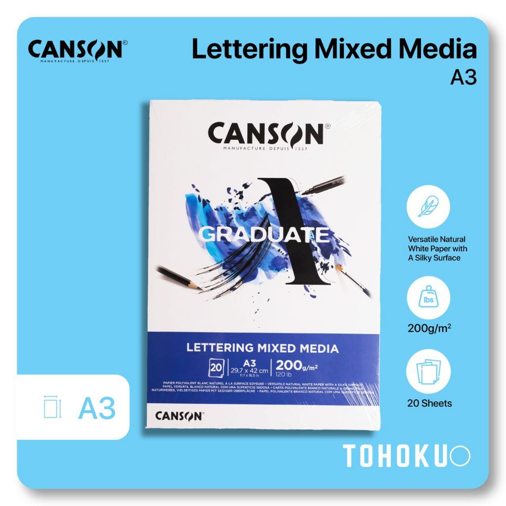 

Canson - Graduate Lettering Mix Media A3 | Buku Kertas Gambar Sketsa Sketch