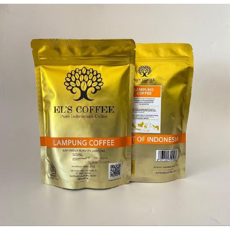 

EL'S COFFEE Lampung Robusta 200Gr Pure Indonesia Coffee Beans / Fine / Course Roasted Kopi