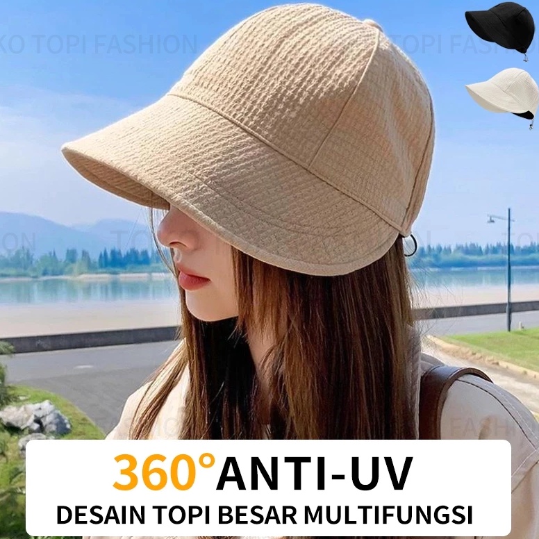 Topi pantai wanita berhijab impor bucket hat korea topi wanita korean style hijab fashion topi wanit