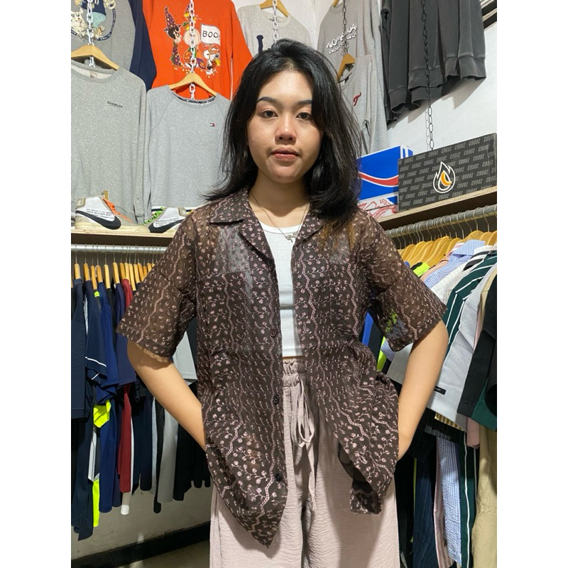 kemeja Transparan Open Collar Shirt