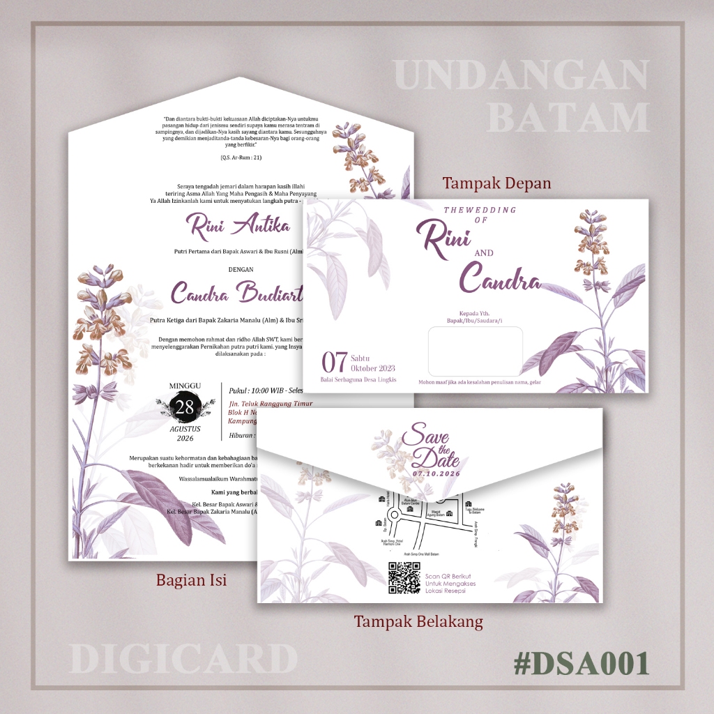 Undangan Semi Amplop Jasmine, BC